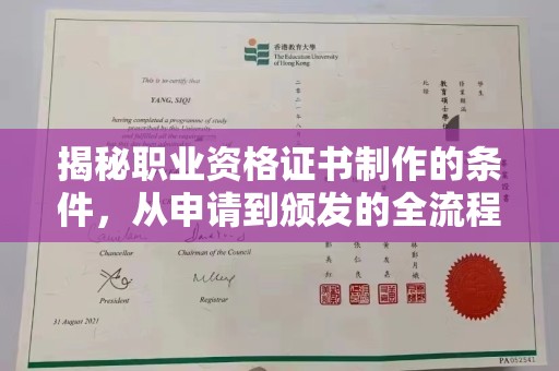 樟树揭秘职业资格证书制作的条件，从申请到颁发的全流程解析